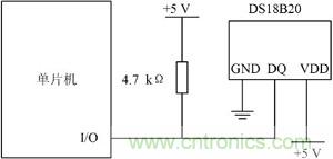 DS18B20與單片機(jī)硬件連接圖