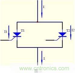 圖2：晶閘管的并聯電路結構