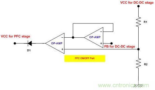 實(shí)現(xiàn)PFC級(jí)間歇工作的電路