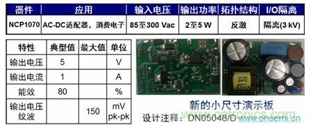 用于低功率AC-DC適配器、消費電子等應(yīng)用NCP1075 2到5 W參考設(shè)計。