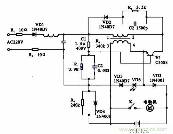 典型的電動(dòng)剃須刀電動(dòng)機(jī)驅(qū)動(dòng)電路