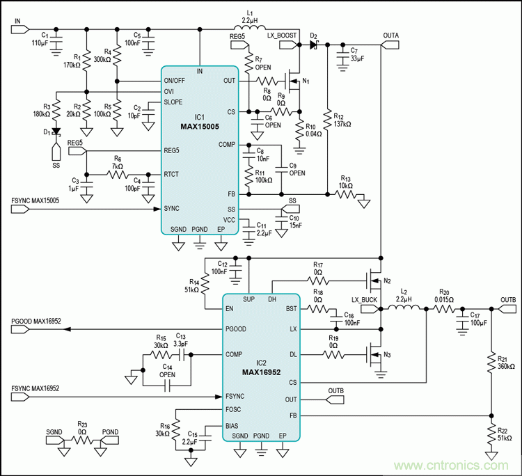 可承受整個汽車電源范圍的2MHz開關(guān)電源