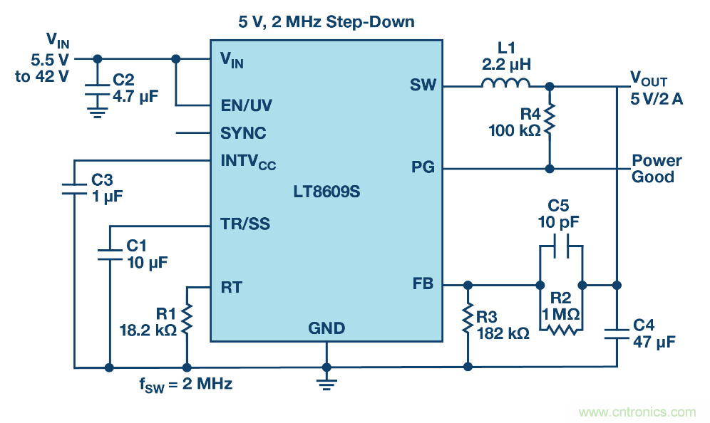 具 2.5 μA 靜態(tài)電流和超低 EMI 輻射的 42 V、2 A/3 A 峰值同步降壓型穩(wěn)壓器