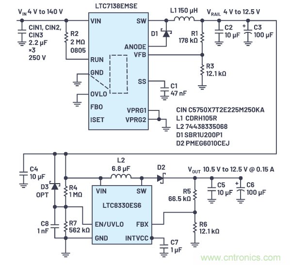 在源電壓5 V至140 V的電氣系統(tǒng)中，如何維持偏置電壓呢？