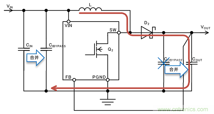 升壓型DC/DC轉換器的電流路徑