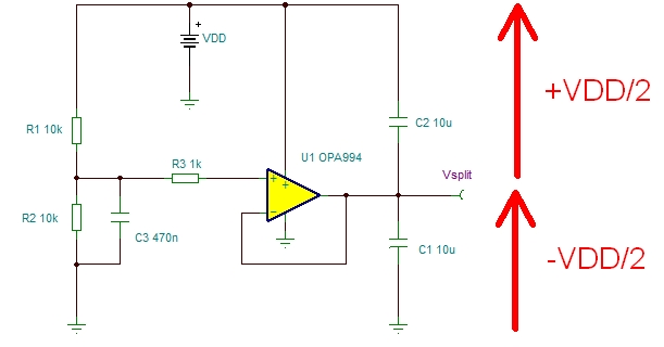 使用運算放大器分割電壓軌以創(chuàng)建虛擬地